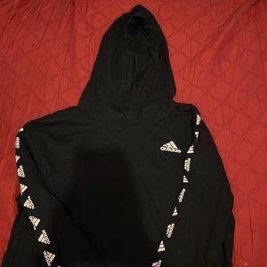 Black Adidas shirt long sleeve with hood, large (14/16)